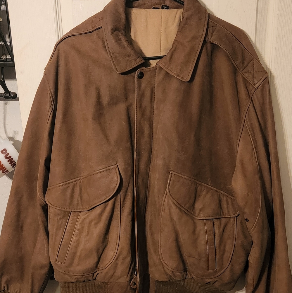 Mens mirage vintage classic bomber leather jacket Size xl